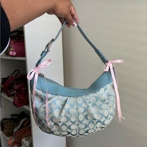 Vintage Coach Soho Hobo Blue Jacquard
